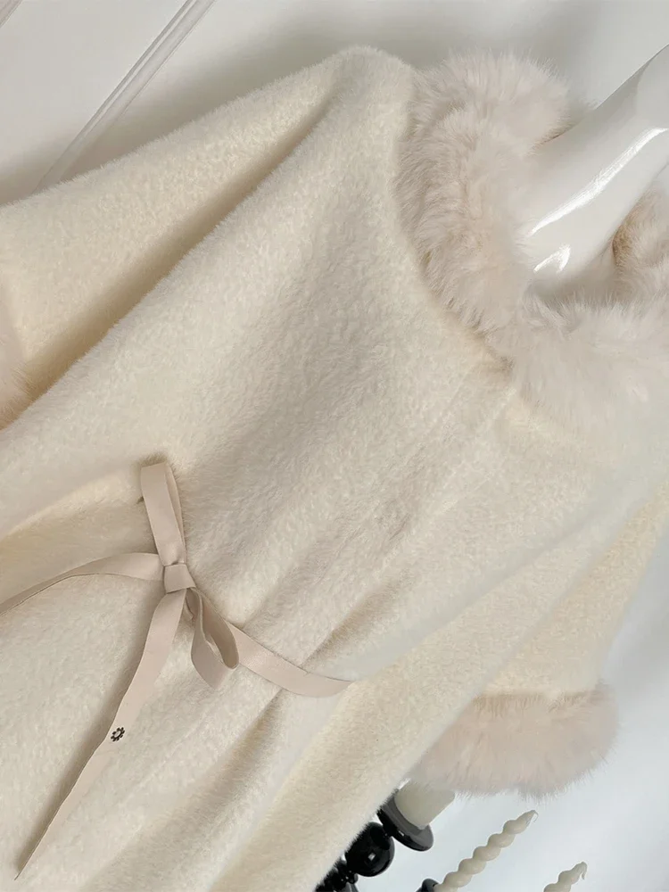 Женские белые плюшевые пальто Harajuku в корейском стиле 2000-х годов модная зимняя