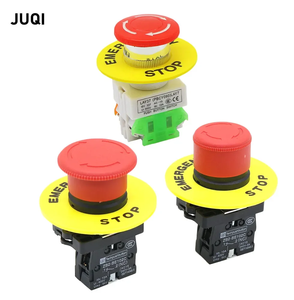 22 мм красный грибной колпачок 1NO 1NC DPST AC 660V10A аварийная остановка промышленный