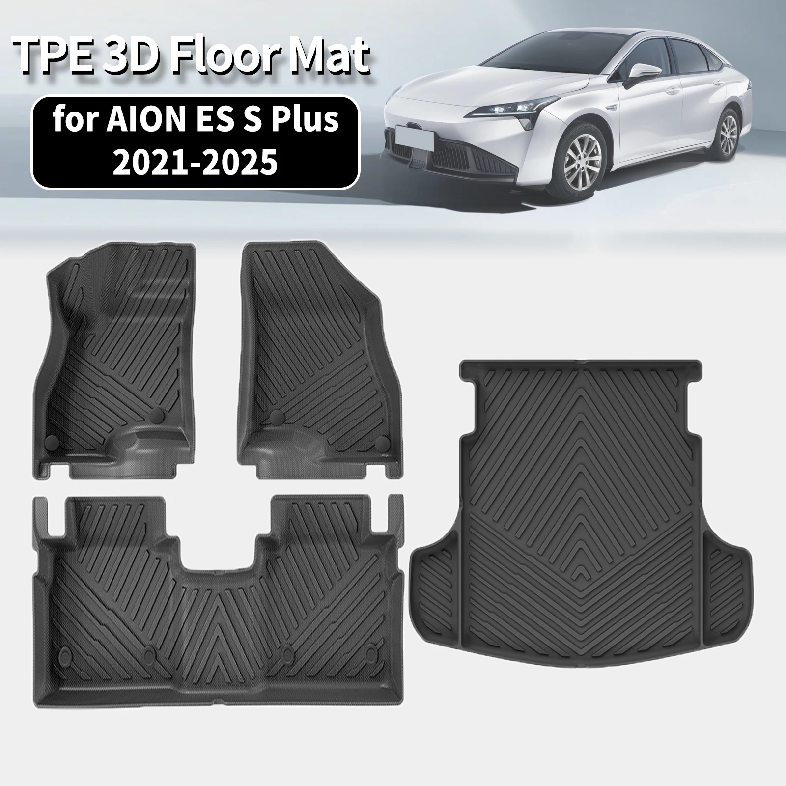 Фото Экологичные коврики из TPE и накладка на багажник для AION ES S Plus 2021-2025: Нескользящие, пылезащитные аксессуары для салона автомобиля №1