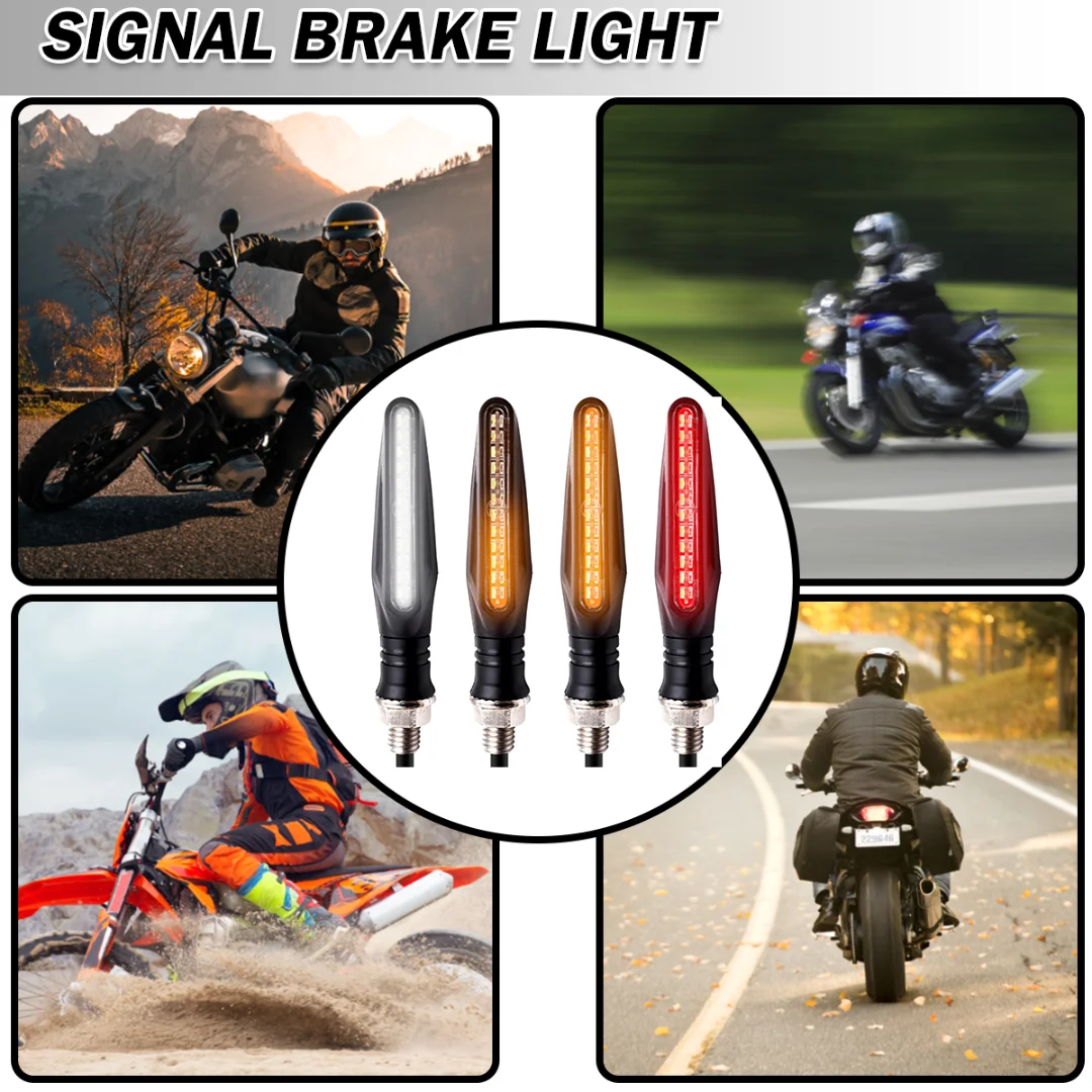 

Universal 12V Motorcycle Motorbike LED Turn Signal Tail Light Flowing Flashing Brake DRL Daytime Warning Running Lamp