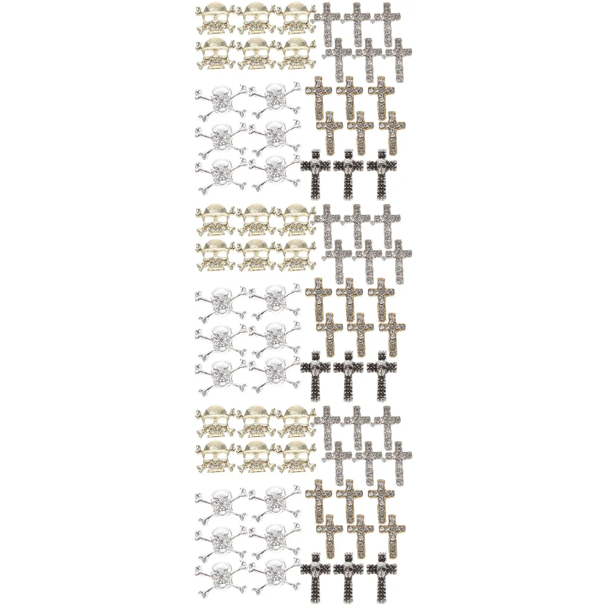 

90 Pcs Nail Charms 3D Nail Studs Cross Nail Jewelry Decorations