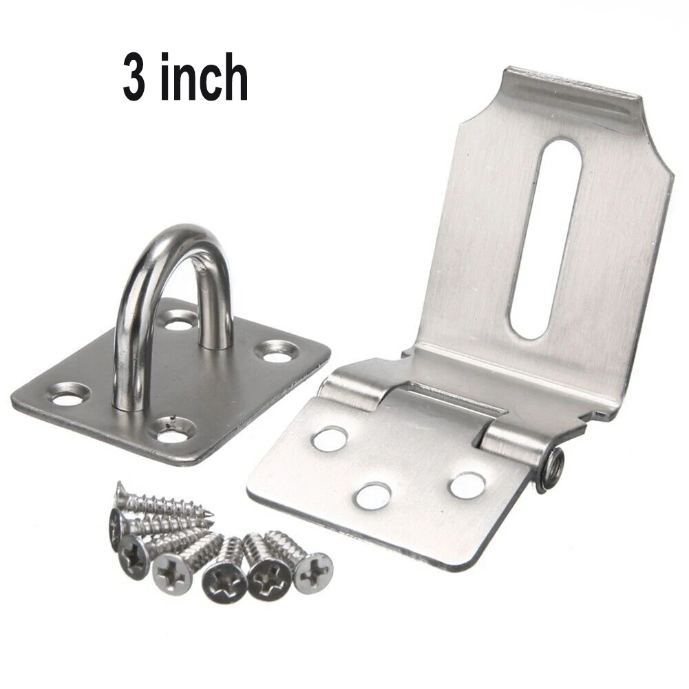 

Stainless Steel Padlock Clasp Gate Hasp Staple Door 90 Degrees Latches Lock Shed Latch Household Burglar-proof Hardware