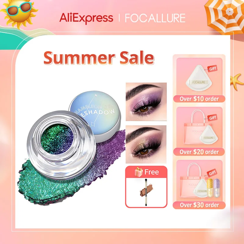 FOCALLURE 23 Color Chameleon Gel Eyeshadow Pearlescent Glitter Long Lasting Waterproof Liquid Shimmer Eye Shadow Makeup