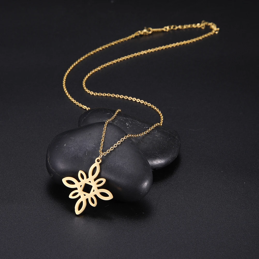 

Amaxer Stainless Steel Necklace For Women Girl Geometric Witch Celtics Knot Pendant Necklace Engagement Wedding Jewelry