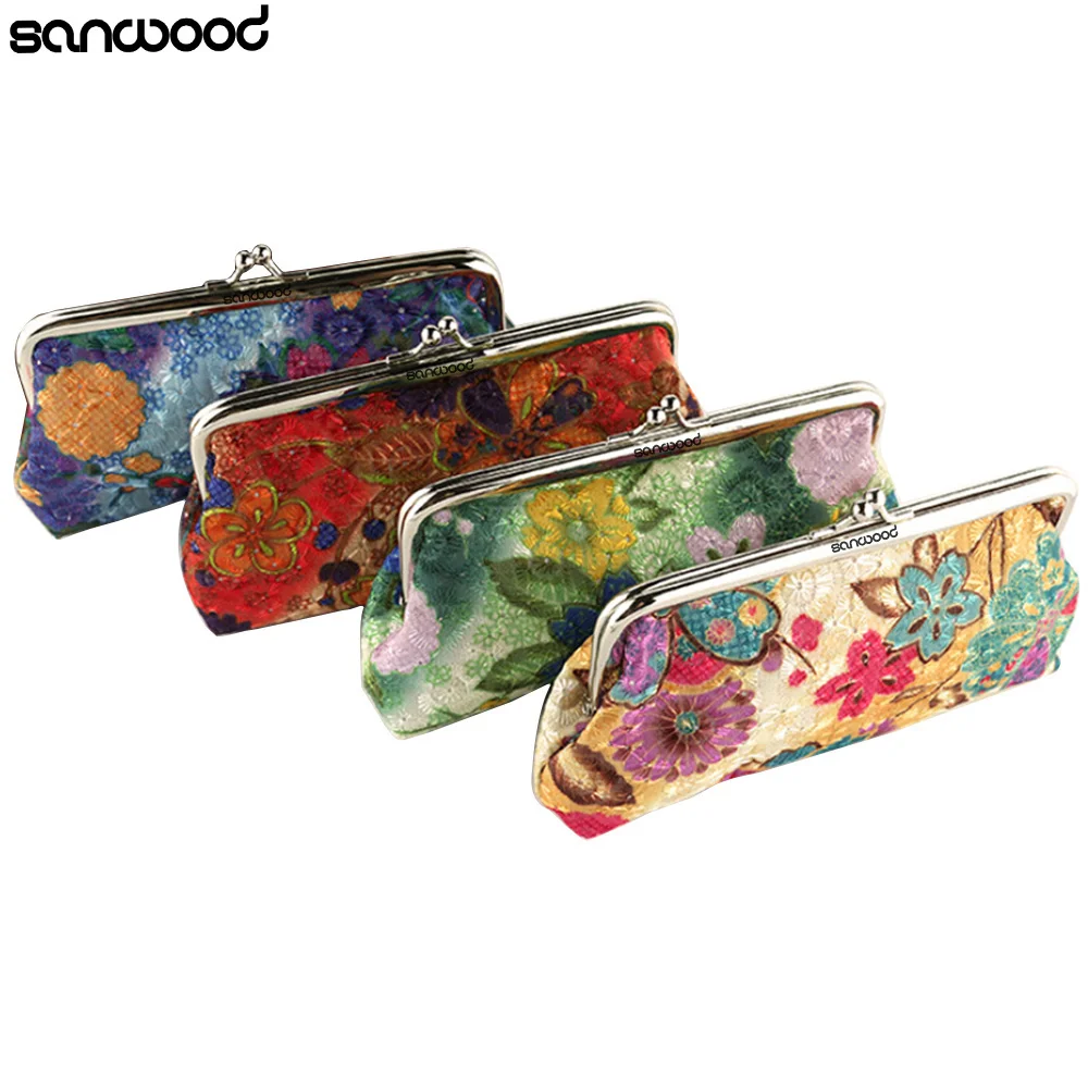 

2023 New Women's Coin Purse Cotton Embroidery Flower Handbag Hasp Pouch Wallet Money Bag Carteira кошелек женский bolsa feminina