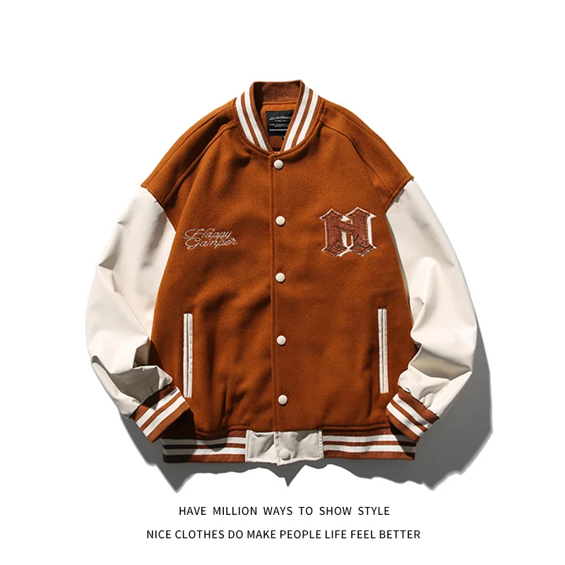 

2022 New Spring Autumn Letterman Embroid Patchwork Stadium Oversize Women Jacket Varsity Unisex Men Baseball Bomber Vintage Chic