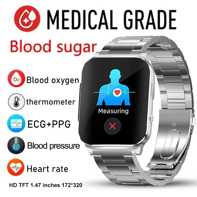 

EP03 Blood Glucose Smart Watch ECG HRV Blood Sugar Mmol Pressure Oxygen Monitor Smart Bracelet Body Temperature Fitness Tracker