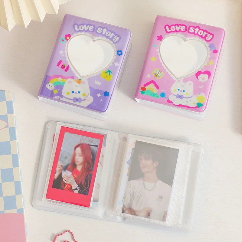 

3 Inch Cartoon Photo Album Cute Candy Color Photocard Binder Instax Mini Album Hollow Love Heart Kpop Card Binder Collect Book