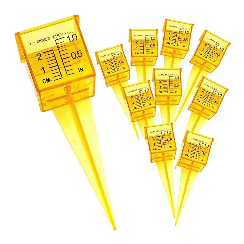 

HOT-10 Pcs 1.5 Inch Rain Gauge, Sprinkler Gauge, Wide Mouth, Yellow Garden Outdoor Water Measuring Tool