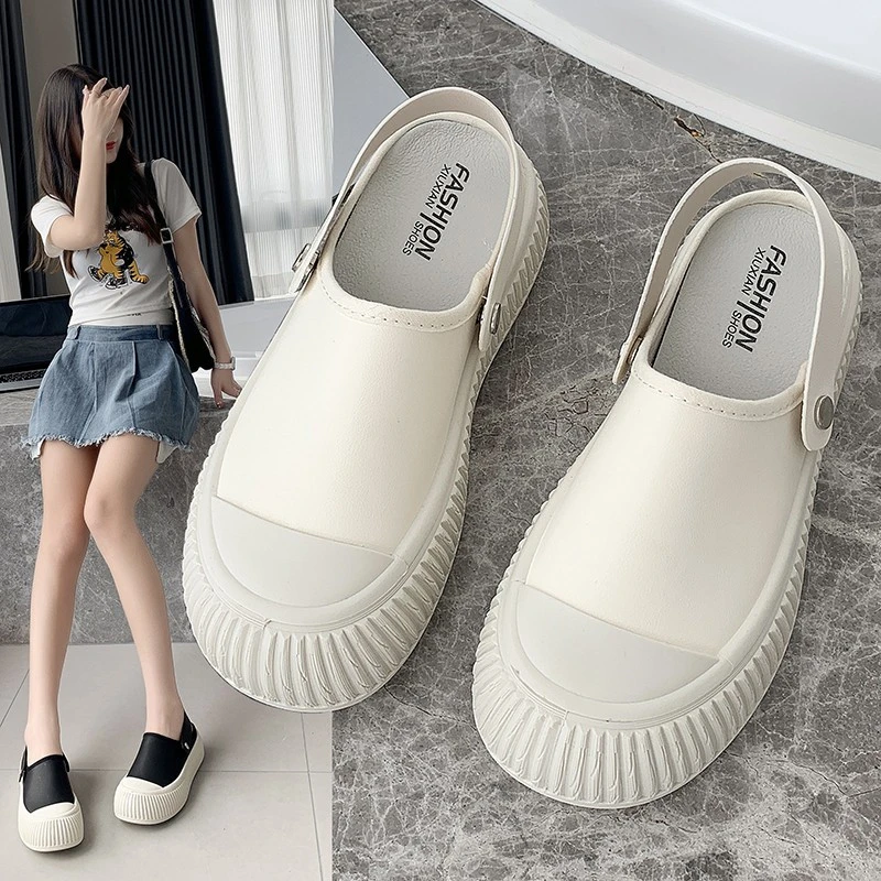 

Две пары парусиновых туфель для женщин, Новинка лета 2023, маленькие белые босоножки на толстой подошве, черно-белые, два цвета