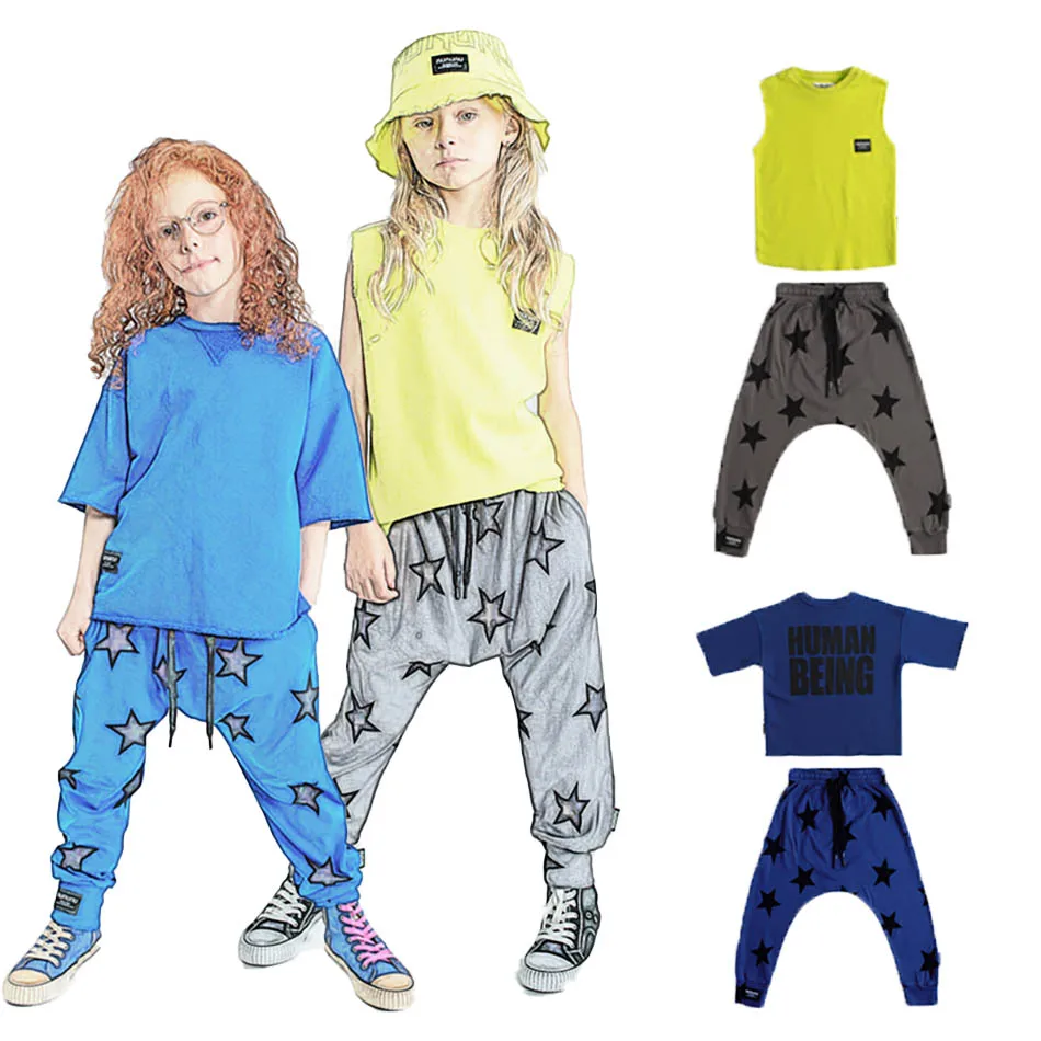 

2023 Nu Children Clothes Set For Kids Sport Pants Teenagers Cotton Shorts Summer Boys Girls T Shirt And Long Pants 1-14Years