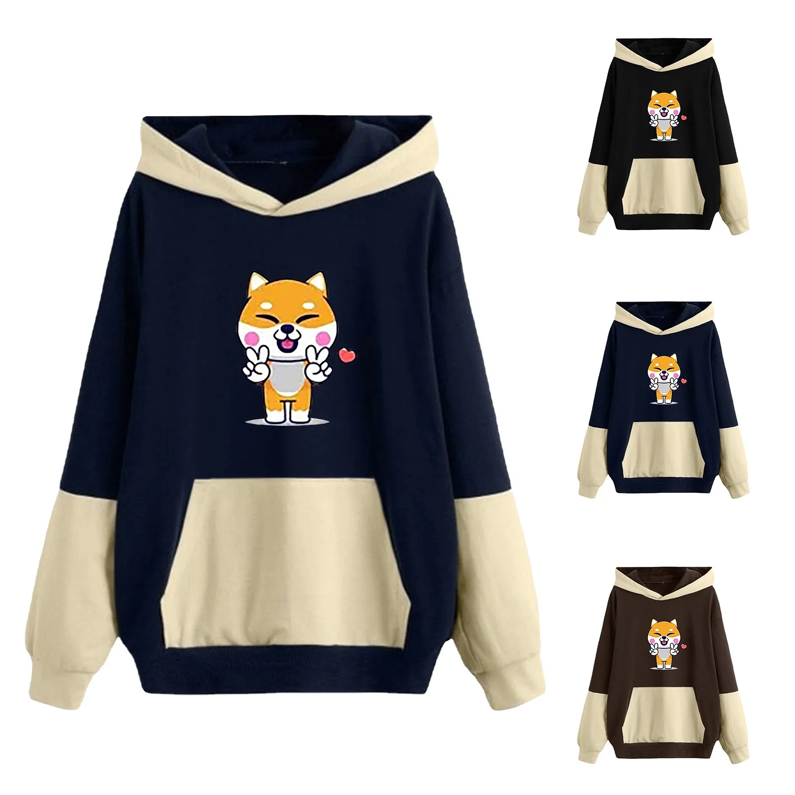 

Толстовка женская с капюшоном, утепленная толстовка с капюшоном, на молнии, с принтом животного, в стиле пэчворк