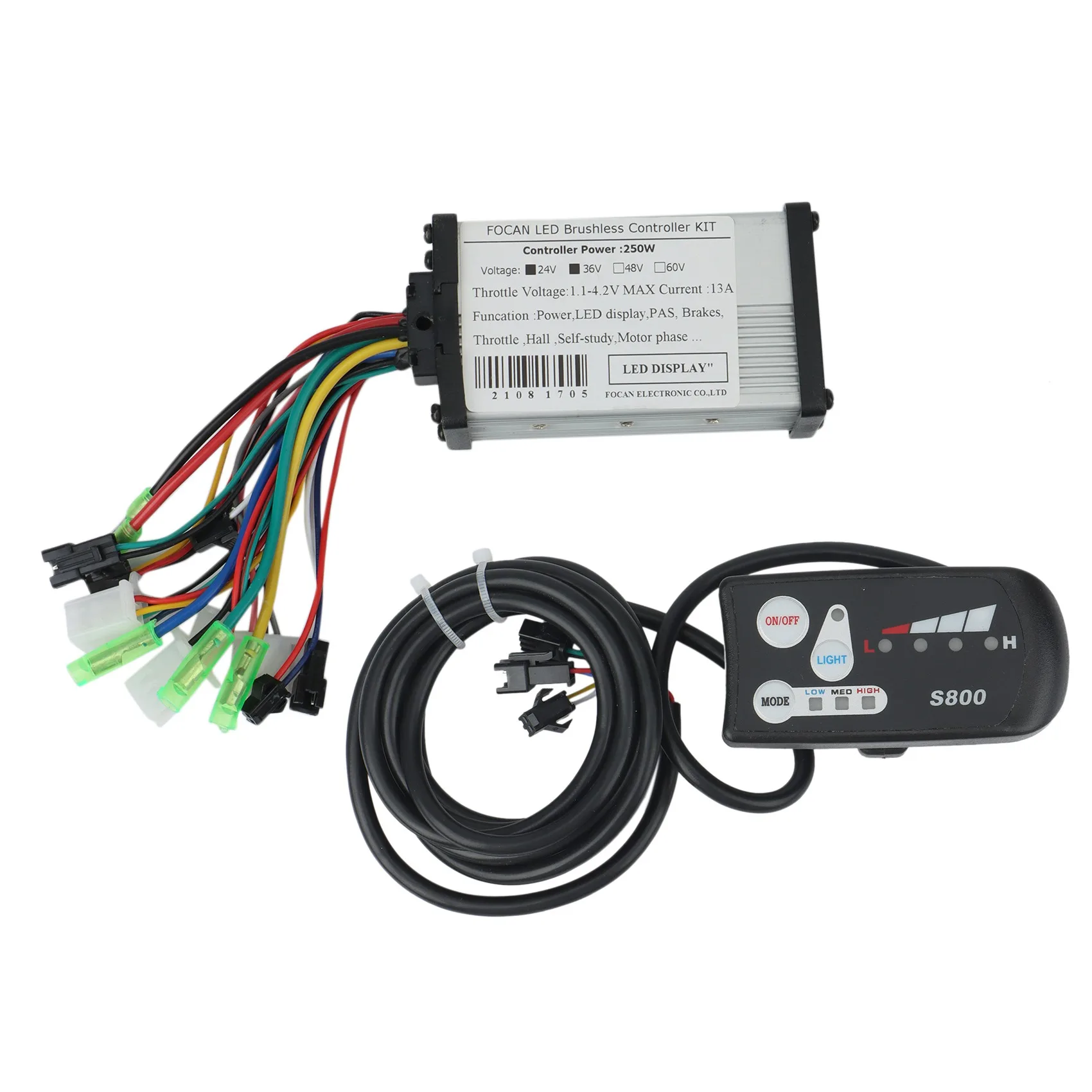 

Ebike LED Display 24V 36V 48V S800 Electric Bicycle Bike Display for Electric Scooter Brushless Controller 250W,36V