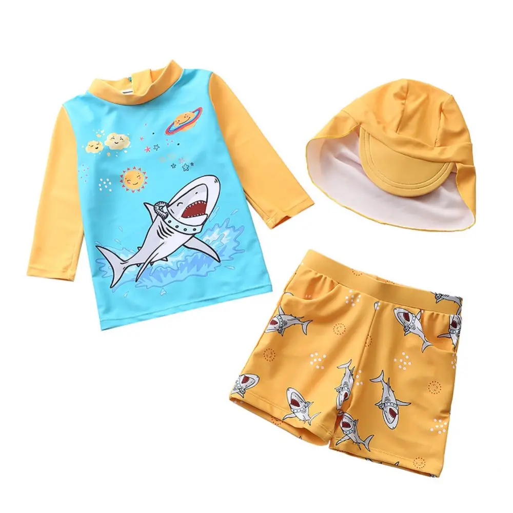 2022 Baby Boy Shark Swimsuit Toddler Kids Swimwear With Sun Cap Suit Surfing Wear Infant Children Sunscreen Beach Bathing Suit images - 6
