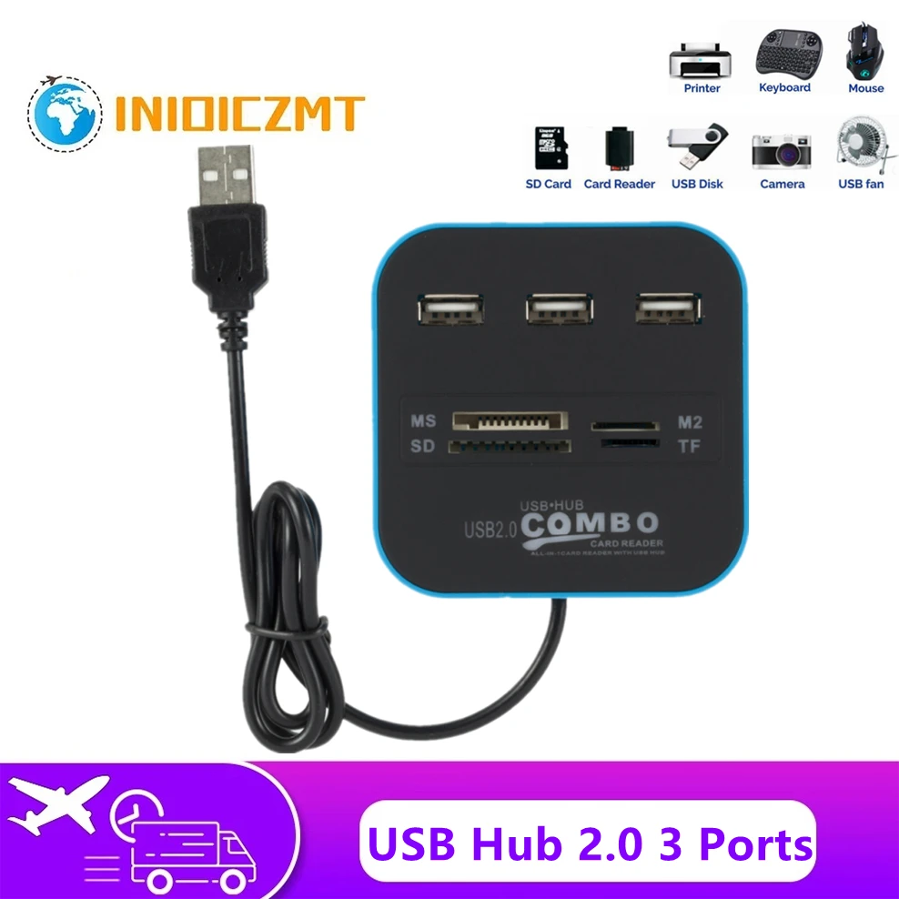 

USB-разветвитель, 3 порта, с кардридером