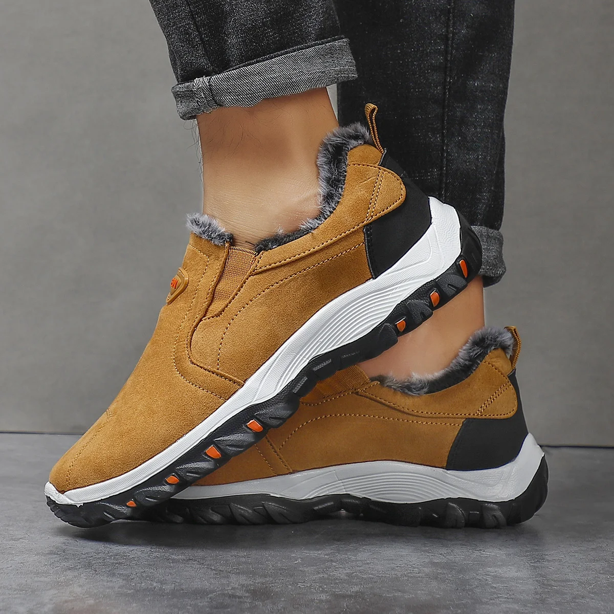 

Зимняя плюшевая обувь на лодыжке, уличные лоферы, теплые кроссовки, удобная женская спортивная обувь для походов, мужская модель