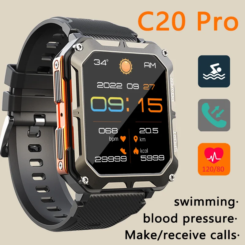 

C20 PRO 2023 Newest Upgrade Smart Watch Bluetooth Call Blood Pressure Detection IP68 Waterproof Men Swim Dive Sports Smartwatch
