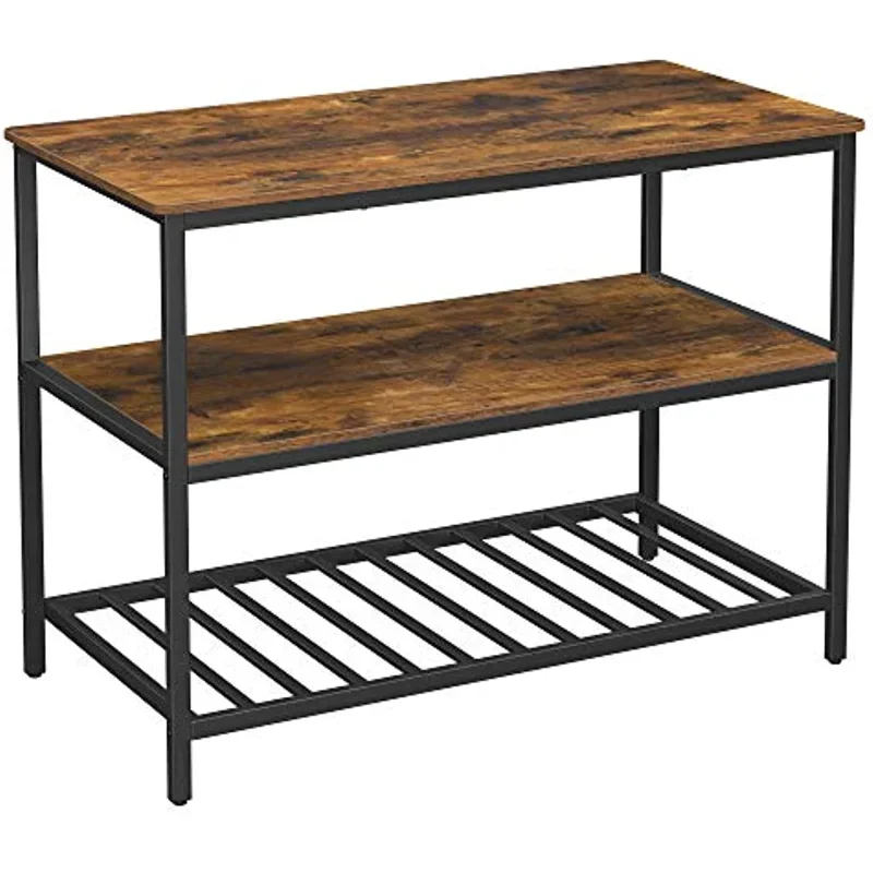 

VASAGLE Kitchen Island with 3 Shelves 47.2 Inches Kitchen Shelf with Large Worktop Stable Steel Structure Industrial