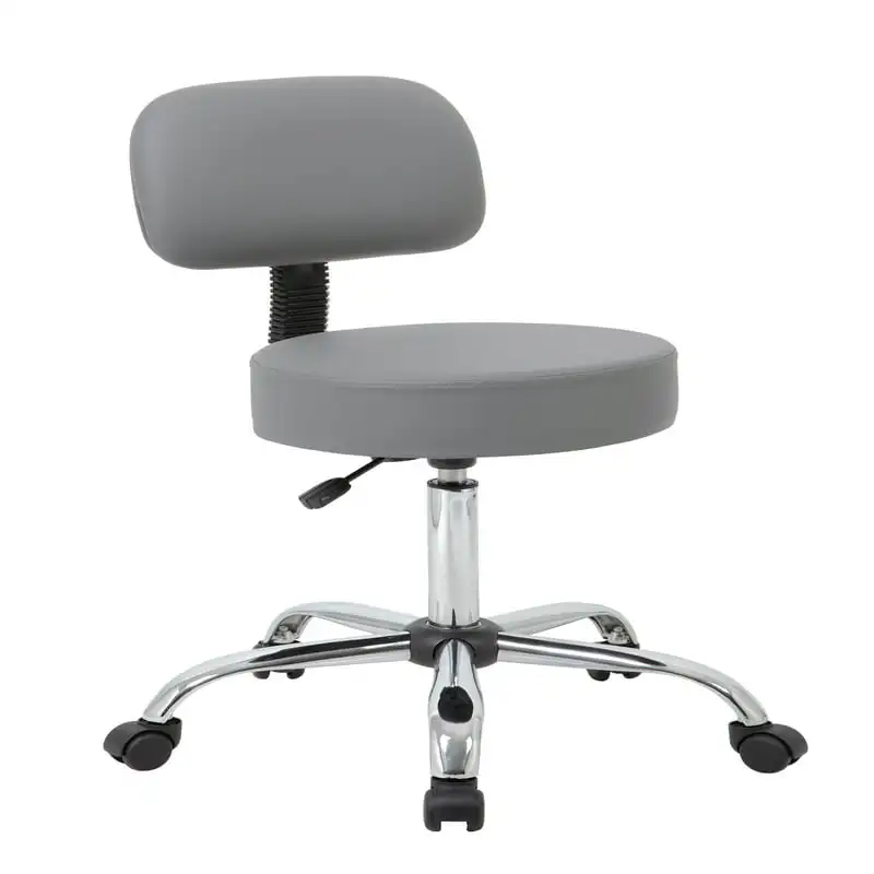 

& Home Adjustable Medical Spa Rolling Desk Stool with Back, Gray