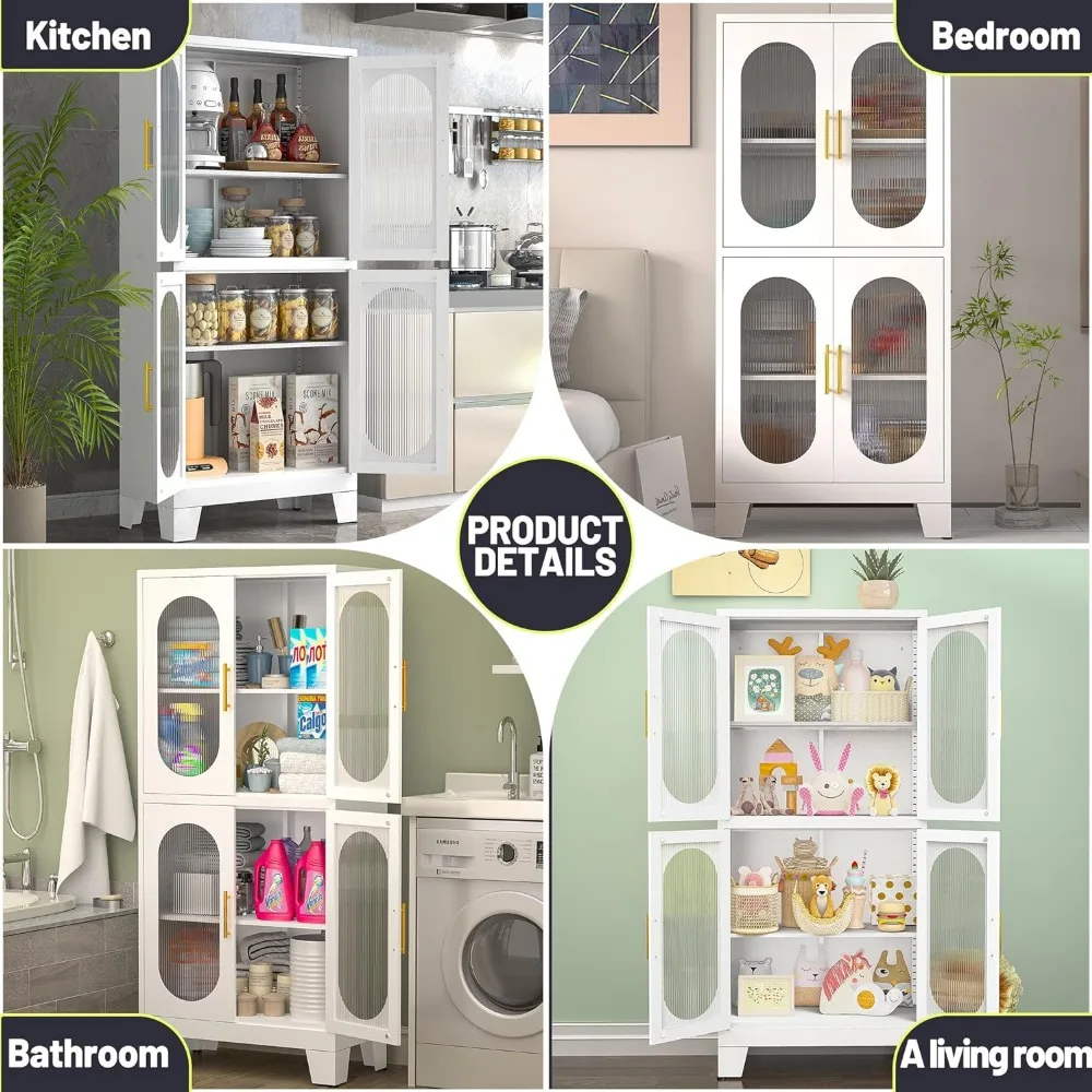 Шкаф для хранения кладовой кухонный шкаф 61 дюйм с акриловыми стеклянными