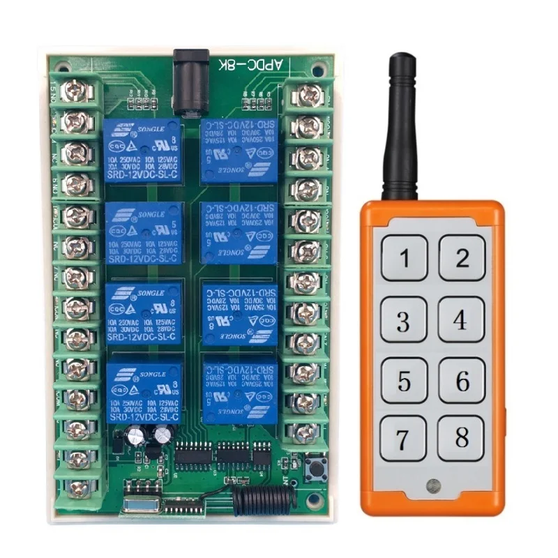 

8CH 433MHZ Universal DC 12V 24V 8channel RF Wireless Remote Control switch system Receiver Transmitter lighting /led/bulbs