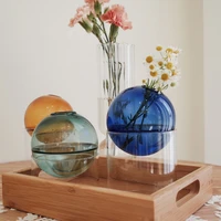 living room decoration glass vase home decore vases for flowers modern nordic spherical hydroponic tabletop vase transparent