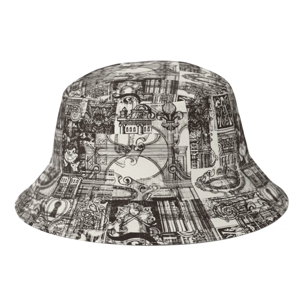 

2022 New Summer French Vintage Architectural;Fleur De Lis Bucket Hat for Unisex Beach Foldable Bob Fisherman Hat Panama