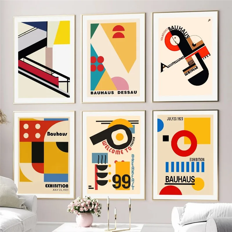 

Bauhaus Abstract Lines Geometry Pattern Wall Art Canvas Painting Poster and Prints Living Room Decoration Home Decor Picture
