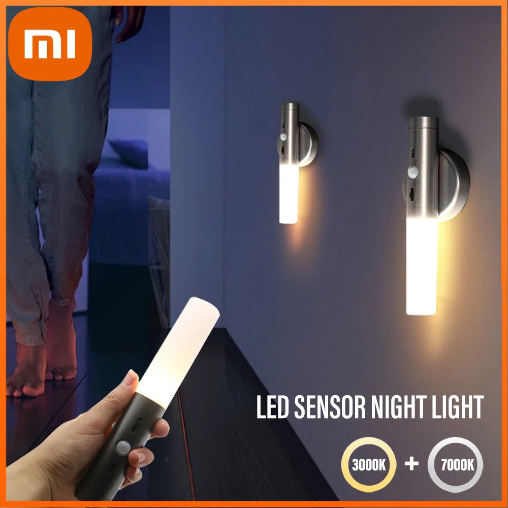 

Светодиодный ночник Xiaomi с инфракрасным датчиком, беспроводной аварийный приглушаемый светильник с USB-зарядкой для спальни, прикроватный на...