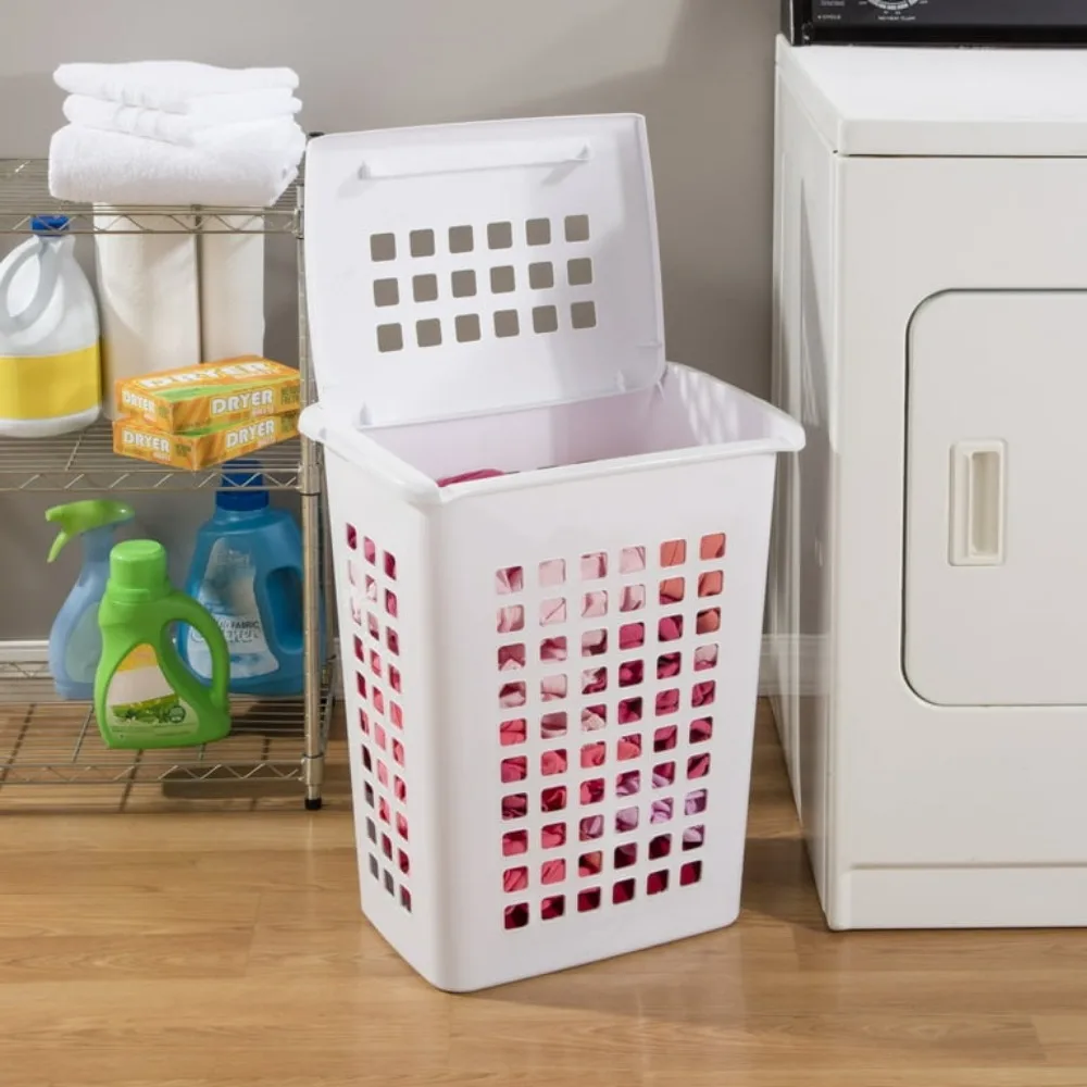 

Plastic Laundry Hamper Rectangular with Lift-top Lid 4 Pack Bathroom