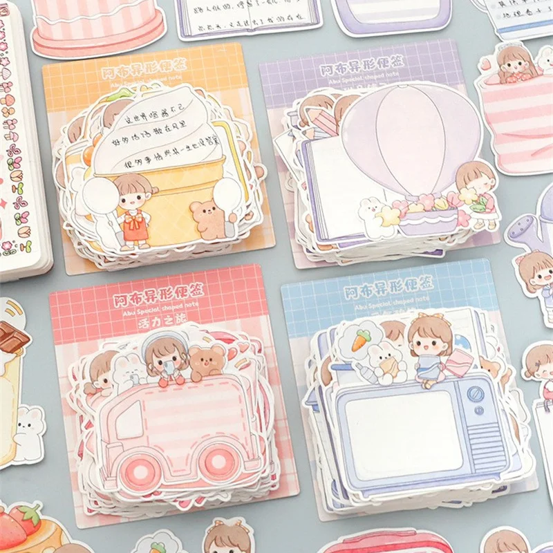 

100sheets Cartoon Memo Pad Kawaii Stationery Sticky Notes DIY Diary Sticker Write Message Hand Account Material Paper