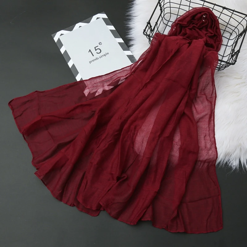 Новый стиль 180x80 см однотонная хлопковая льняная шаль Стандартный шарф