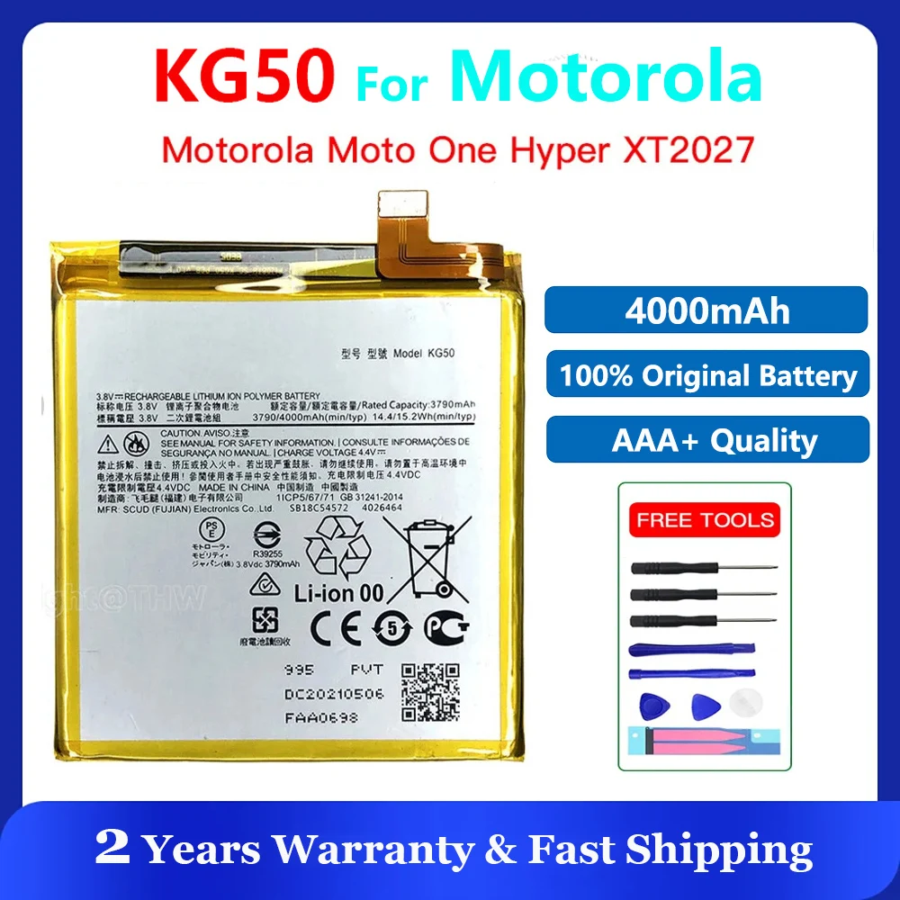 Новинка 100% оригинальный аккумулятор 4000 мАч KG50 для Motorola Moto One Hyper XT2027 стандартная