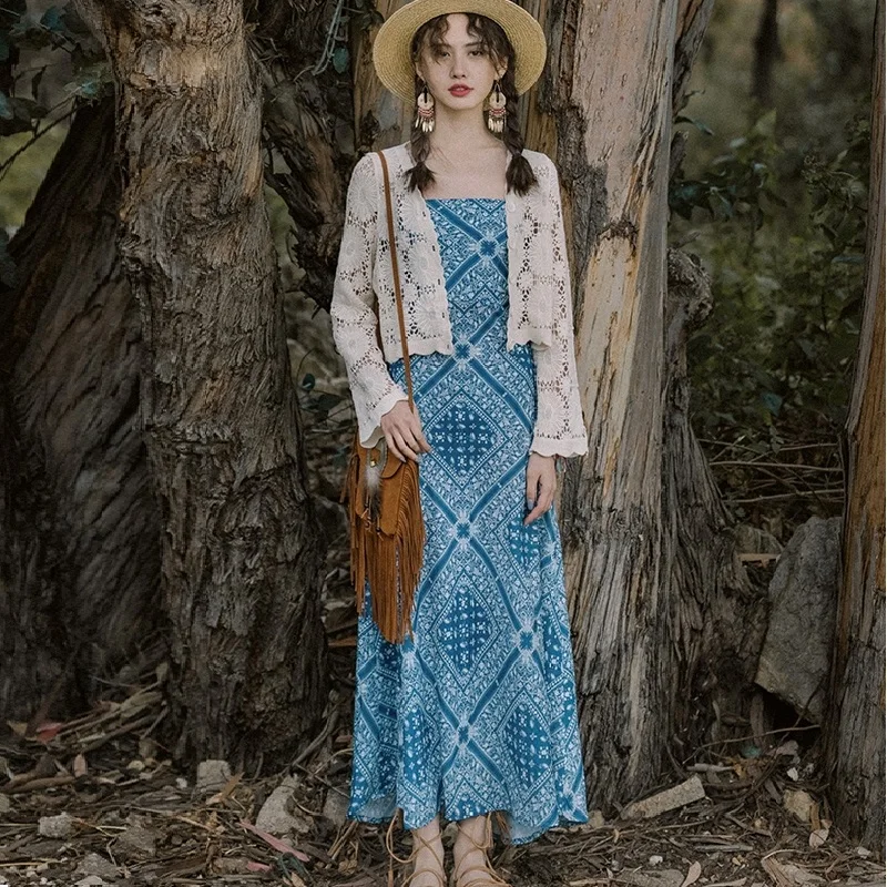 

Женское шифоновое платье на бретелях-спагетти, привлекательное длинное платье-трапеция с цветочным принтом и открытой спиной, без рукавов, ...