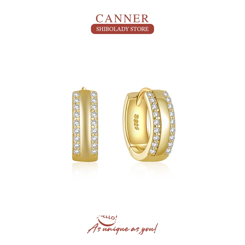 

CANNER Zircon Earrings Hoops 100% 925 Sterling Silver For female серьги trending 2023 sets Jewelry Earring