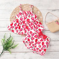 0 18m newborn baby girls sets 2022 summer beach fruit printed suspenders top sleeveless shorts pants 2 pcs set infant outfits