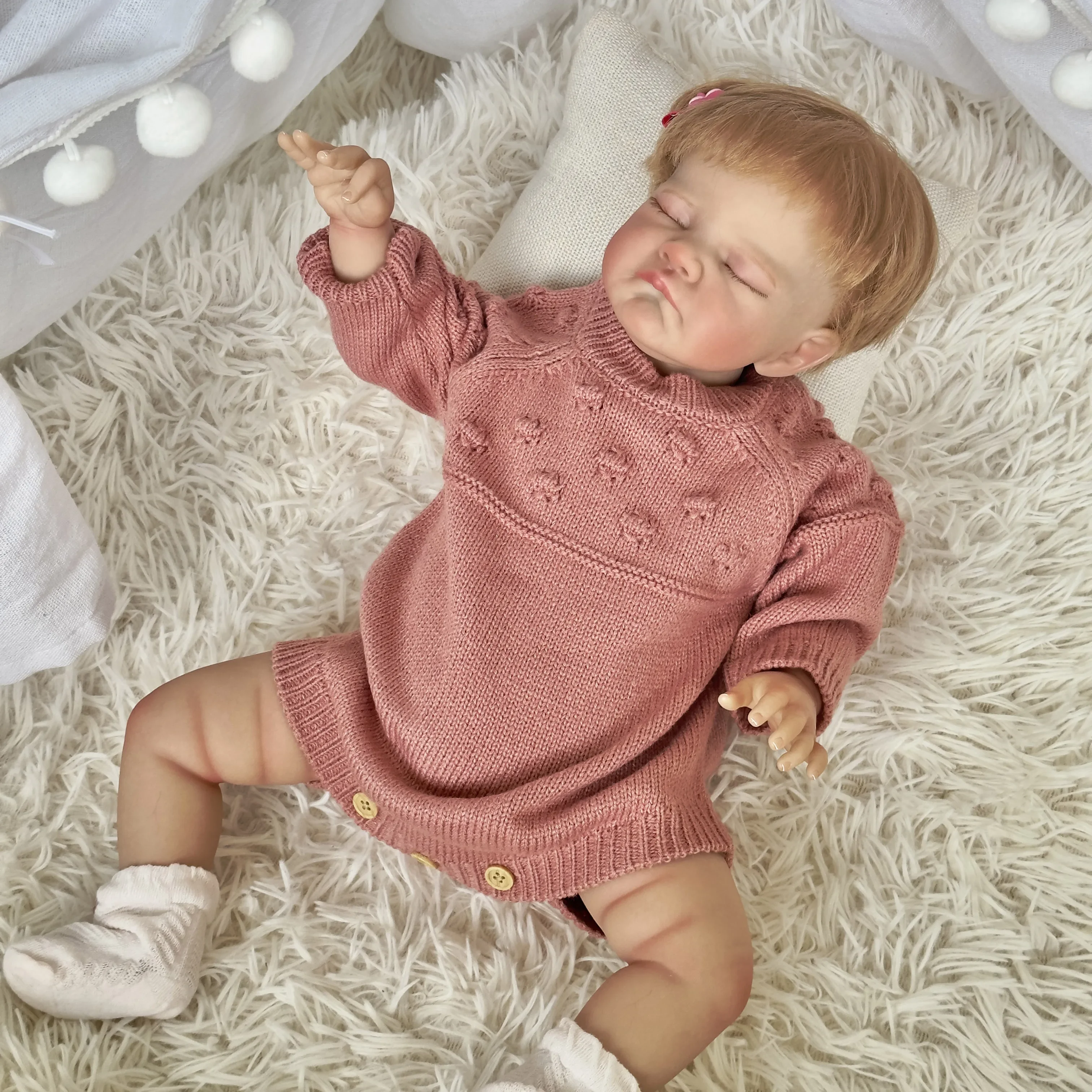 19-дюймовая кукла August Sleeping Reborn с мягким телом уже окрашенная готовая 3D-картина