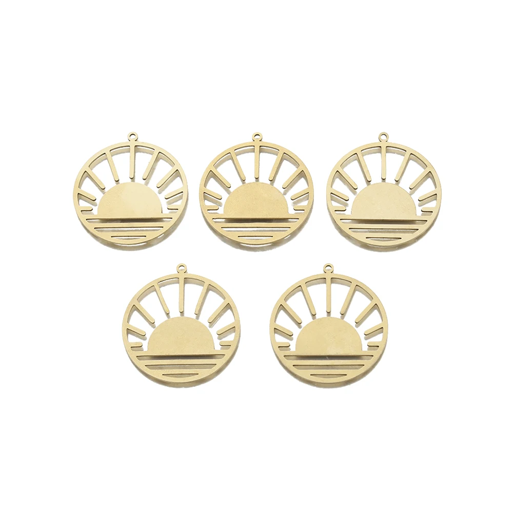 

6Pcs Raw Brass Sun Ray Charms Half Round Sunset Celestial Pendant Charm for Jewelry Making Diy Drop Luna Earring Findings