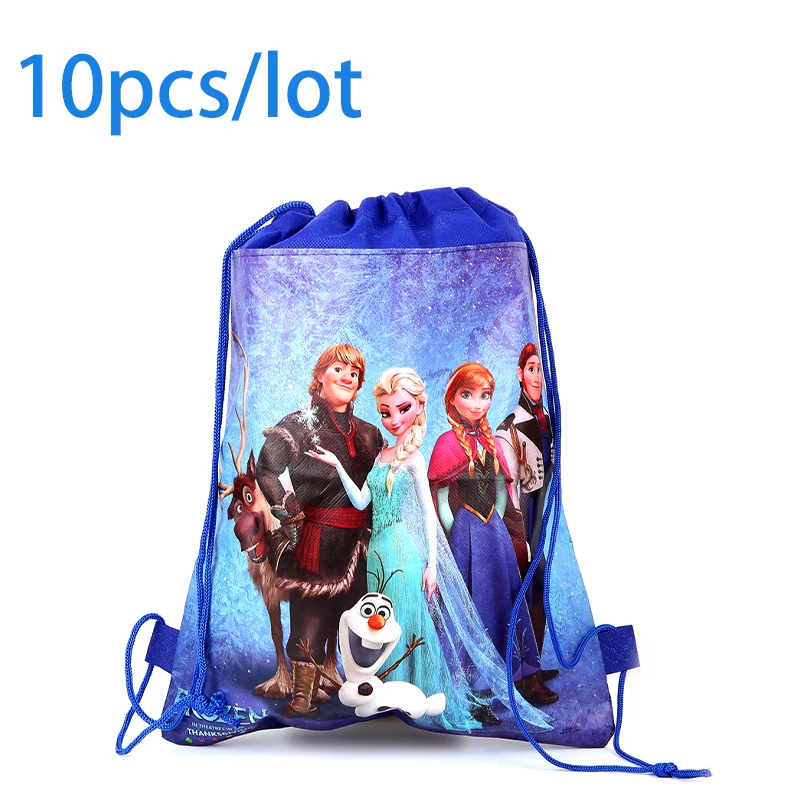 Disney Frozen Theme-bolsas de regalo con cordón, decoración de mochilas de tela...
