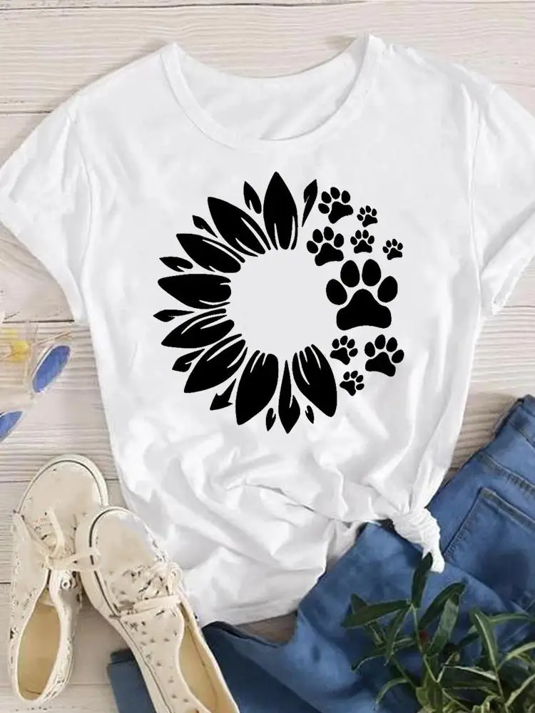 

Женская летняя одежда с принтом, футболки, одежда с коротким рукавом, модный тренд в виде лап 90-х, милая повседневная женская футболка с цвет...