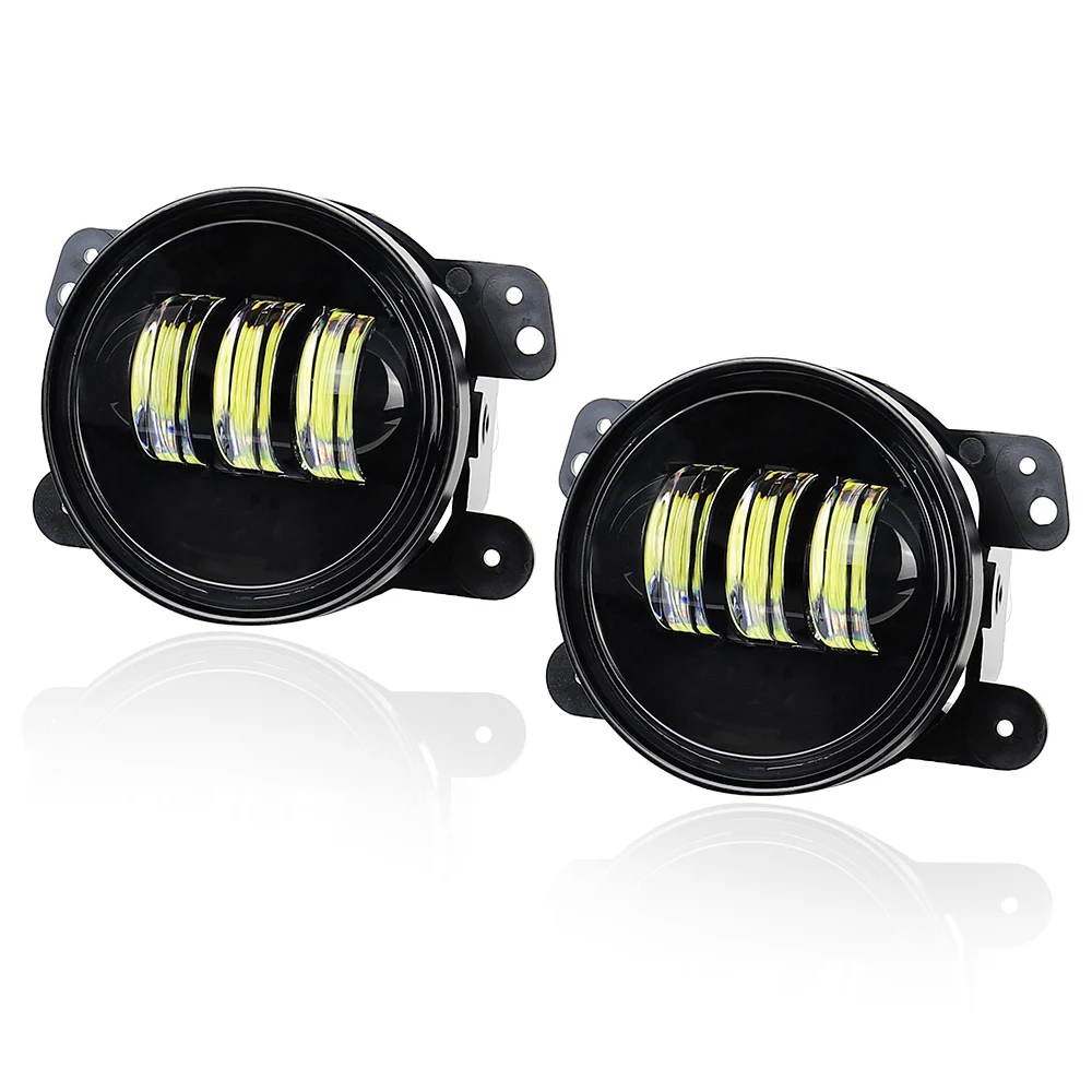 

97-2018 JK TJ LJ Off Road Fog Lamps 4" Inch Amber Yellow 60W LED Fog Lights For Jeep Wrangler