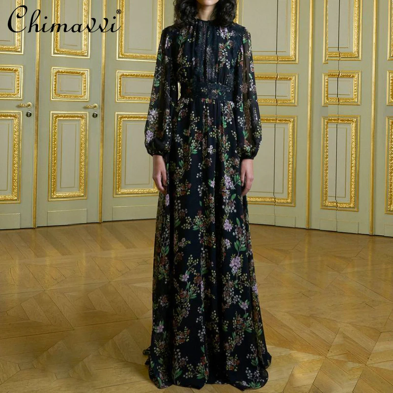 

Платье в стиле Хепберн, элегантное черное Цветочное платье в стиле ретро, модное женское кружевное лоскутное платье до щиколотки, лето 2022