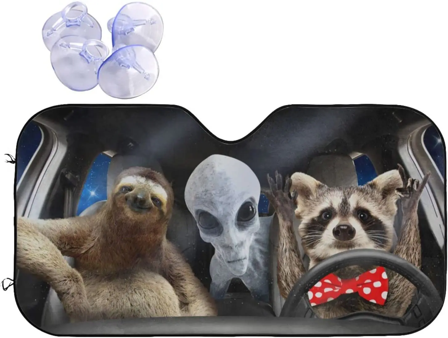

Windshield Car Sunshade Funny Animal Skull Sun Shade Sloth Raccoon Window Covers for Cars Folding Block UV Rays Visor Shade