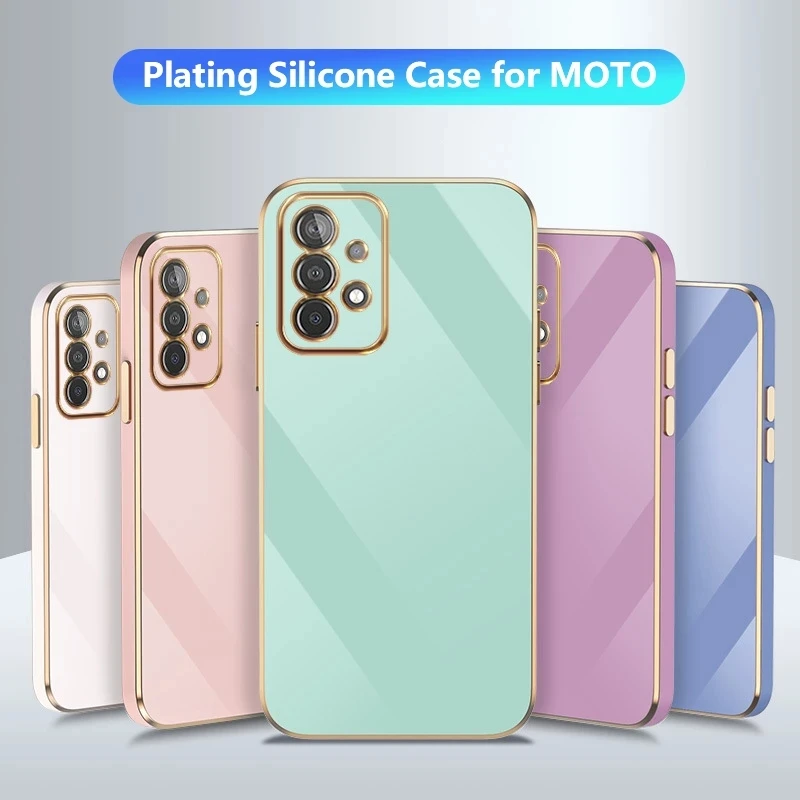 

Plating Silicon Square Soft Phone Case For Motorola Moto E7 Plus EDGE 20 E20 E6S G10 G20 G30 G50 G60 G8 G9 Play Power Lite Cover