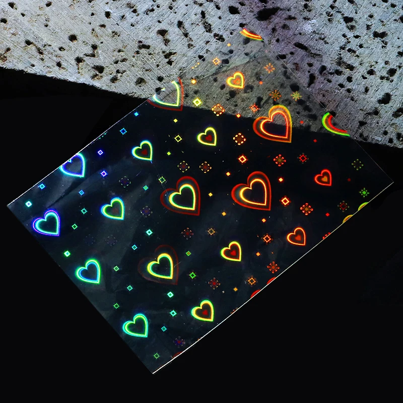 Aurora Laser Heart Nail Art Sticker Shiny Dynamic Gradient Love Star Pattern Glass Foil Film Adhesive decals Decoration 1PC |