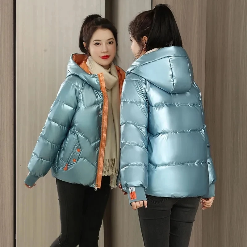 Winter Jacket Women 2023 New Glossy Down Cotton Coat Winter Warm Down Jacket Parkas Thick Warm Cotton-Padded Coat Outwear Female enlarge