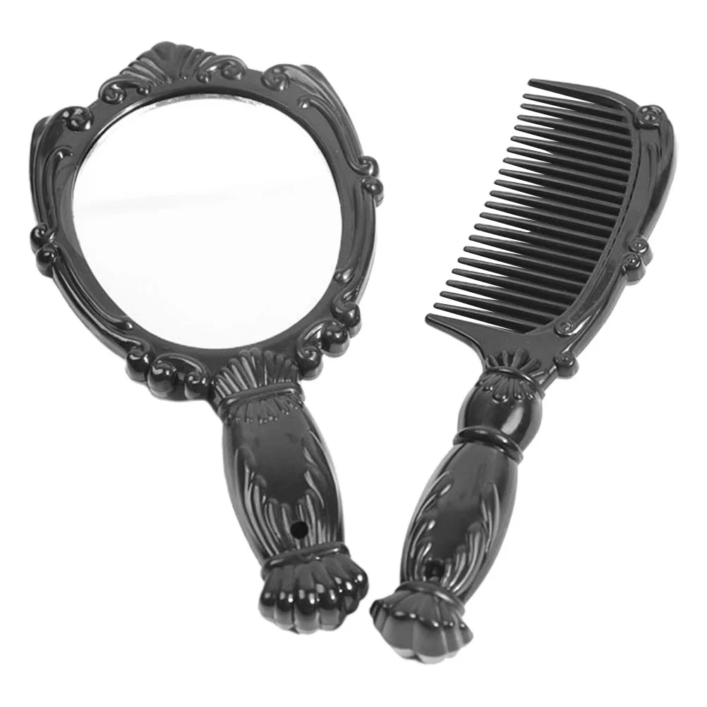 

2Pcs Vintage Mirror and Comb Set Handheld Hairdressing Styling Accessories