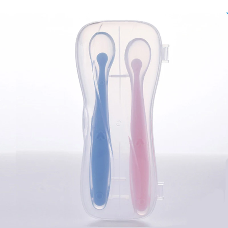 Enlarge Silicone Spoon Set Baby Spoon Baby Silicone Soft Spoon PP Plastic Spoon Box
