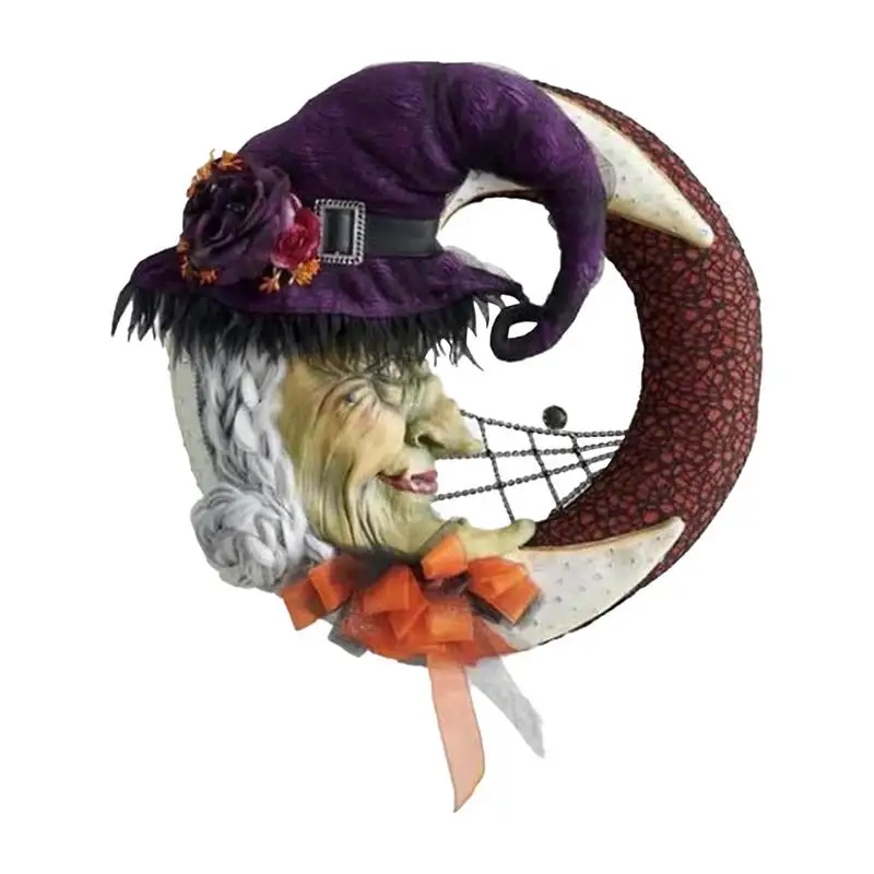 

Halloween Wreaths Holiday Door Hanger Witch Moon Wreath Wreath Supplies Indoor Outdoor Favors Decorations For Wall Garden Porch
