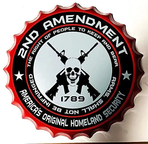 

Royal Tin Sign Bottle Cap Metal Tin Sign 2nd Amendment America Diameter 13.8 inches, Round Metal Signs for Home and Kitchen Bar
